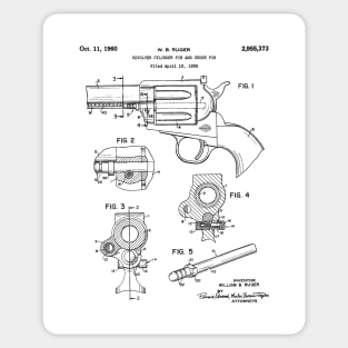 Ruger Revolver Patent - Gun Enthusiast Firearms Art - White Sticker